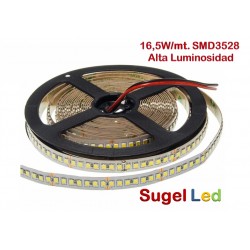 Tira LED 5 mts Flexible 12V 82,5W 1020 Led SMD 3528 IP20 Blanco Neutro, Alta Luminosidad